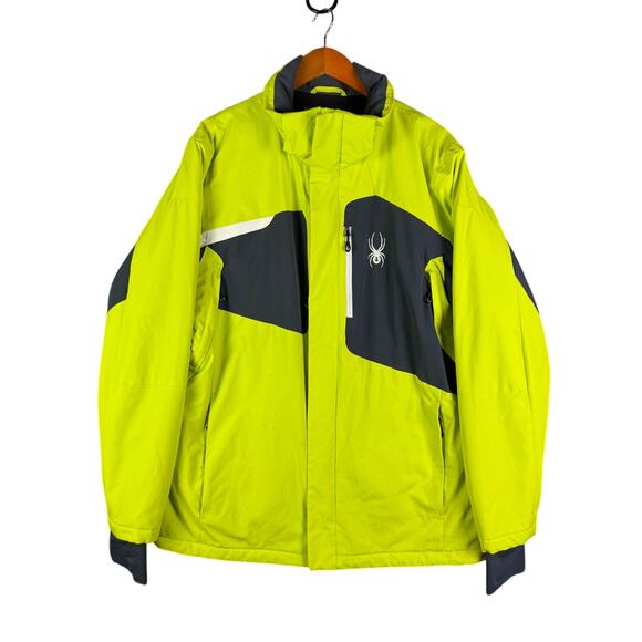Spyder Guardian Thinsulate Insulated Snow Jacket Neon Volt‎ Yellow Gray Mens XL - Picture 1 of 13